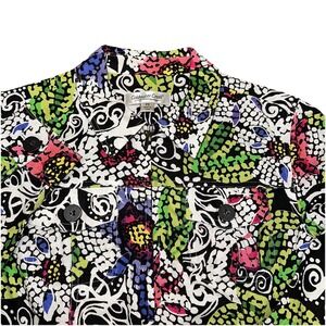 Coldwater Creek Abstract Floral Jacket Multicolor Full-Zip Cotton Women's PS